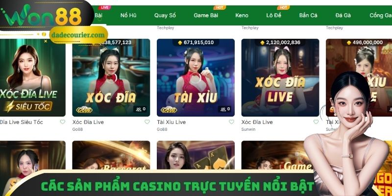 Các sản phẩm casino trực tuyến Won88 nổi bật